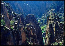 Spires and canyon walls. Black Canyon of the Gunnison National Park, Colorado, USA. (color)