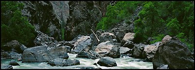 Gunnisson River and boulders in gorge. Black Canyon of the Gunnison National Park (Panoramic color)