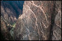 Wall with swirling veins of igneous pegmatite. Black Canyon of the Gunnison National Park, Colorado, USA. (color)