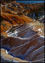 Hill ridges and snow in Bryce Amphitheatre. Bryce Canyon National Park ( color)