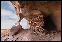 Granary and natural rock arch, Aztec Butte. Canyonlands National Park, Utah, USA. (color)