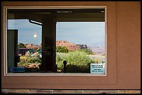 Canyons, Island in the Sky Visitor Center window reflexion. Canyonlands National Park ( color)