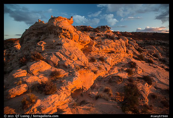 Last light above High Spur slot canyon, Orange Cliffs Unit, Glen Canyon National Recreation Area, Utah. USA