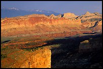 Waterpocket Fold from Sunset Point in storm light at sunset. Capitol Reef National Park, Utah, USA. (color)