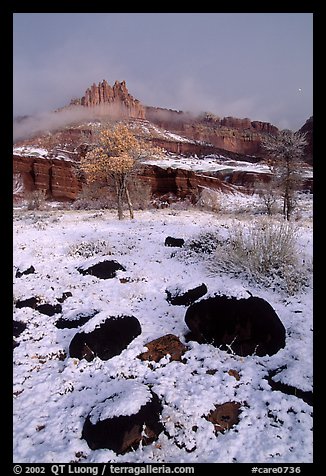 Castle Meadow and Castle, winter. Capitol Reef National Park (color)