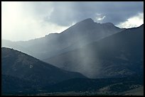 Rays over Snake Range and Wheeler Peak. Great Basin National Park, Nevada, USA. (color)