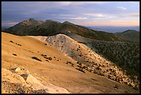 Wheeler Peak and Snake range seen from Mt Washington, sunrise. Great Basin National Park, Nevada, USA. (color)