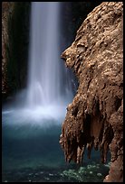 Rock and Mooney Falls, Havasu Canyon. Grand Canyon National Park, Arizona, USA. (color)