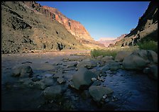 Bottom of Grand Canyon with Tapeats Creek joining  Colorado River. Grand Canyon National Park, Arizona, USA.