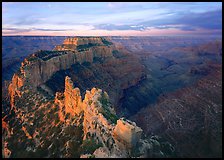 View of Wotans Throne from Cape Royal at sunrise. Grand Canyon National Park, Arizona, USA. (color)