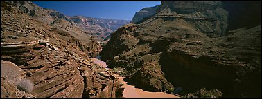 Colorado River flowing through gorge at narrowest point. Grand Canyon National Park, Arizona, USA.
