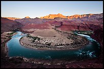 Colorado River bend at Unkar Rapids, sunrise. Grand Canyon National Park ( color)