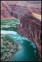 Unkar Rapids and Colorado River from above. Grand Canyon National Park, Arizona, USA.