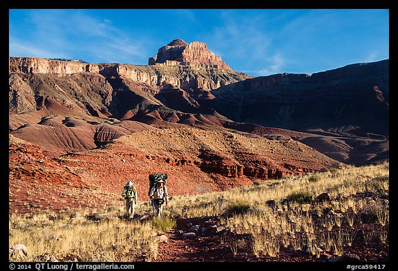 Backpackers, Escalante Route trail. Grand Canyon National Park (color)