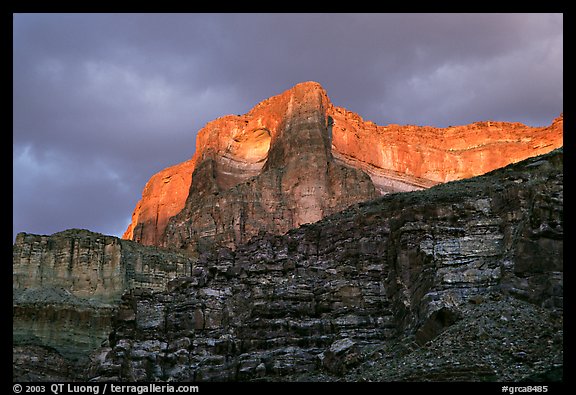 Canyon walls seen from Tapeats Creek, sunset. Grand Canyon National Park (color)