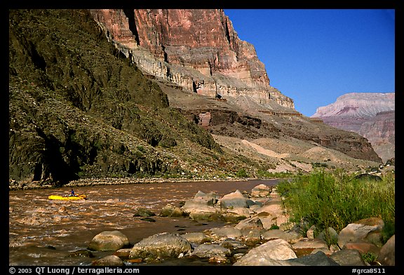 Colorado River with raft. Grand Canyon National Park (color)