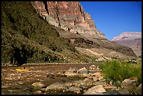 Colorado River with raft. Grand Canyon National Park, Arizona, USA. (color)