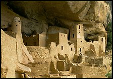 Ancestral pueblan dwellings in Cliff Palace. Mesa Verde National Park, Colorado, USA. (color)