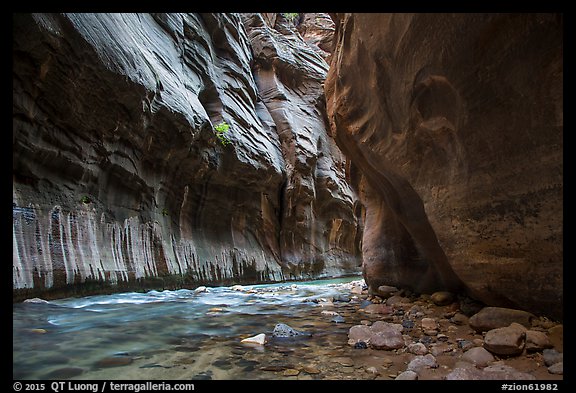 Tunnel passage in the Narrows. Zion National Park (color)