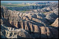 Buttes and ridges with shadows. Badlands National Park, South Dakota, USA. (color)