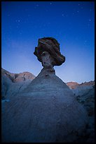 Pedestal rock at badlands at night. Badlands National Park, South Dakota, USA. (color)