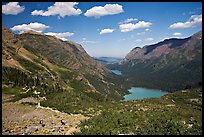 Many Glacier Valley with Grinnell Lake and Josephine Lake. Glacier National Park, Montana, USA. (color)