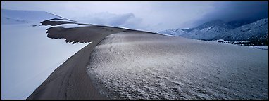 Sand dune scenery in winter. Great Sand Dunes National Park (Panoramic color)
