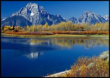 Mt Moran reflected in Oxbow bend in autumn. Grand Teton National Park ( color)
