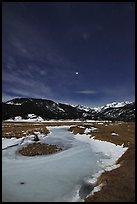 Moraine Park by moonlight. Rocky Mountain National Park, Colorado, USA. (color)