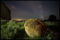 Cannonball, grasses and Milky Way. Theodore Roosevelt National Park, North Dakota, USA. (color)
