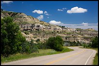 Scenic drive and colorful badlands, North Unit. Theodore Roosevelt National Park, North Dakota, USA.