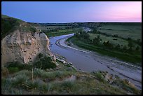 Wind Canyon and Little Missouri River, dusk. Theodore Roosevelt National Park ( color)