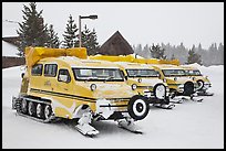 Snow coaches parked at Flagg Ranch. Yellowstone National Park ( color)