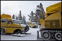 Bombardier snowcoaches. Yellowstone National Park, Wyoming, USA. (color)
