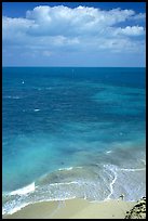 Open ocean view with beach, turquoise waters and surf. Dry Tortugas National Park, Florida, USA.