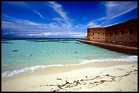 Beach and Fort Jefferson. Dry Tortugas National Park, Florida, USA. (color)