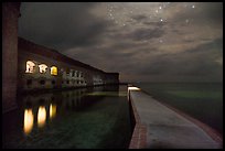 Fort Jefferson, moat, and ocean at night. Dry Tortugas National Park ( color)