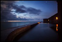 Fort Jefferson at dusk with stars. Dry Tortugas National Park ( color)