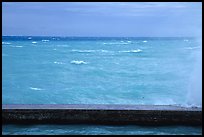 Seawall battered by surf on a stormy day. Dry Tortugas National Park, Florida, USA.