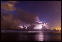 Lightening over Florida Bay seen from the Keys at night. Everglades National Park ( color)
