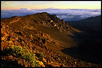 Haleakala crater from White Hill at sunrise. Haleakala National Park, Hawaii, USA. (color)