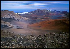 Colorful cinder in Haleakala crater seen from White Hill. Haleakala National Park, Hawaii, USA. (color)