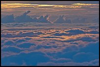 Sea of clouds at sunset. Haleakala National Park, Hawaii, USA. (color)