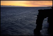 Holei sea arch at sunset. Hawaii Volcanoes National Park, Hawaii, USA.