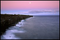 Holei Pali cliffs and moon at dusk. Hawaii Volcanoes National Park, Hawaii, USA. (color)