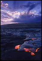 Kilauea lava flow at sunset. Hawaii Volcanoes National Park, Hawaii, USA. (color)