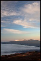 Snowcapped Mauna Loa at sunrise. Hawaii Volcanoes National Park, Hawaii, USA. (color)