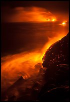Lava ocean entry at night. Hawaii Volcanoes National Park, Hawaii, USA. (color)