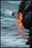 Close-up of lava spigot at dawn. Hawaii Volcanoes National Park, Hawaii, USA. (color)