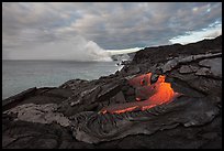 Surface lava flow on the coast. Hawaii Volcanoes National Park, Hawaii, USA. (color)